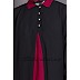 Casual Abaya - Contrast Yoke Black-Maroon Casual Abaya - Contrast Yoke Black-Maroon